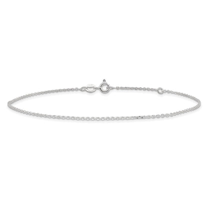 Sterlingsilber 1mm Diamantiert 9 Zoll Plus 1 Zoll Verlängerung. Fußkettchen