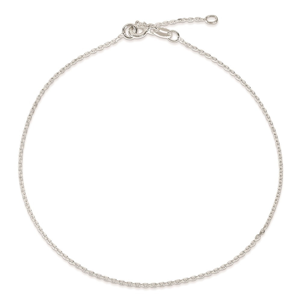 Sterlingsilber 1mm Diamantiert 9 Zoll Plus 1 Zoll Verlängerung. Fußkettchen