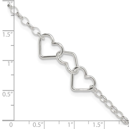8 Zoll Sterlingsilber in Plus 1 Zoll Verlängerung Interlocking Herzen Erbs Kette Fußkettchen