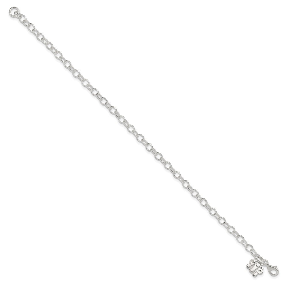 Sterlingsilber Klein Oval Erbs Glieder mit Schmetterling Fußkettchen