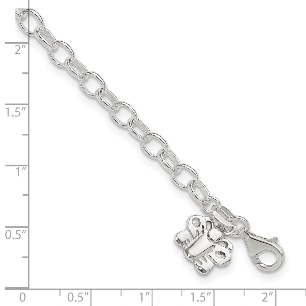 Sterlingsilber Klein Oval Erbs Glieder mit Schmetterling Fußkettchen