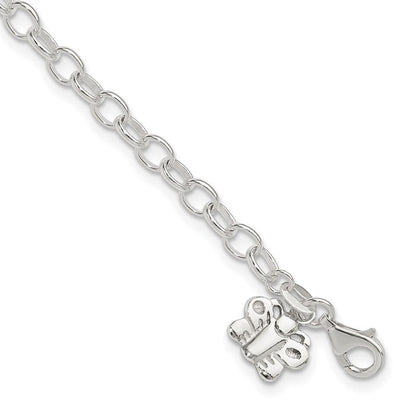 Sterlingsilber Klein Oval Erbs Glieder mit Schmetterling Fußkettchen