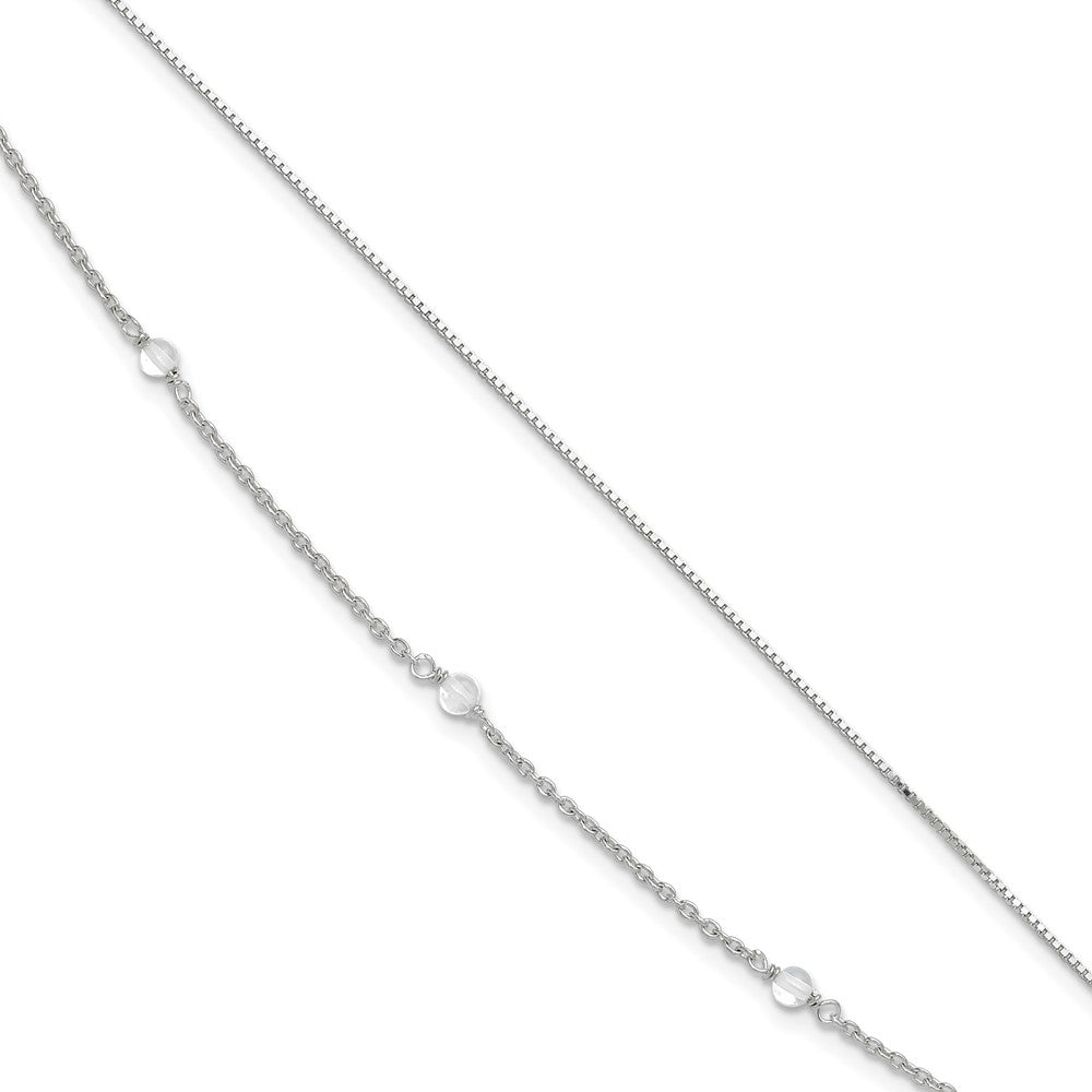 Sterlingsilber Klar Kristall Gekugelt Fußkettchen