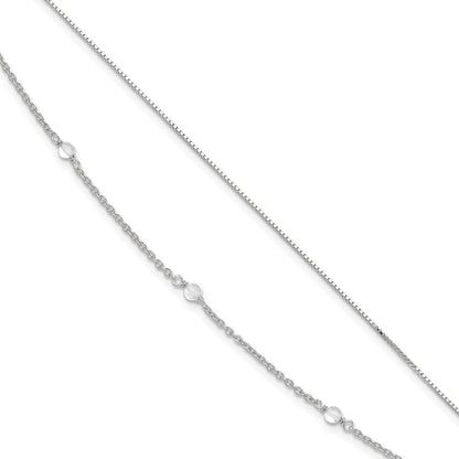 Sterlingsilber Klar Kristall Gekugelt Fußkettchen