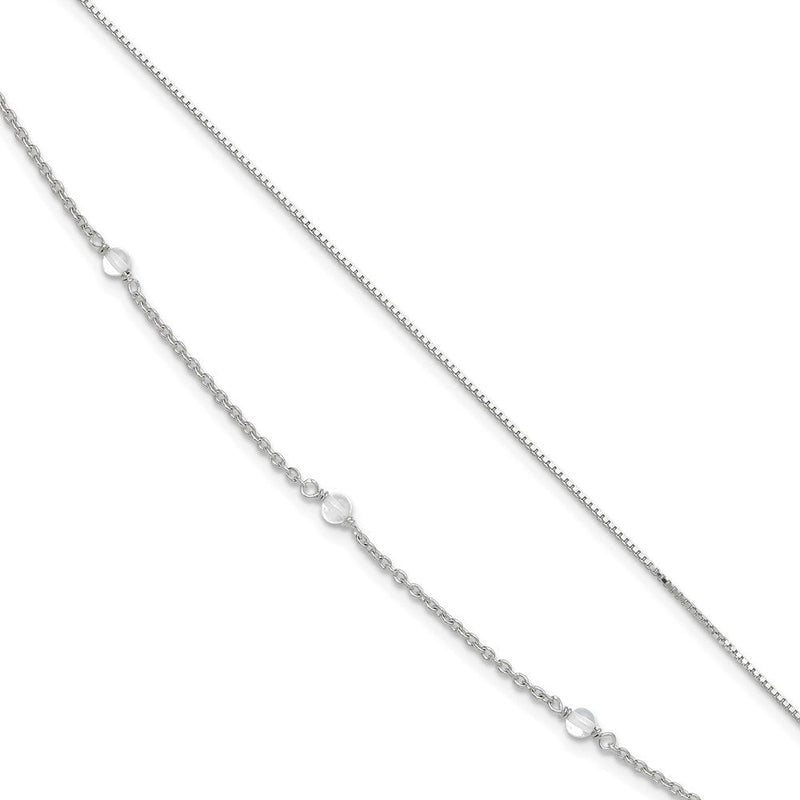 Sterlingsilber Klar Kristall Gekugelt Fußkettchen