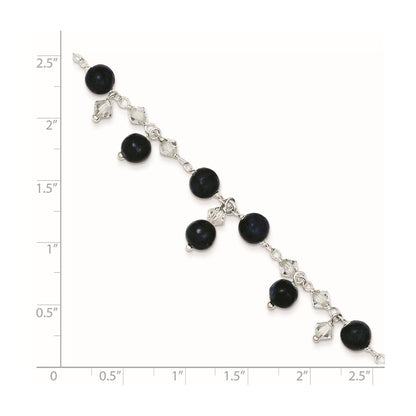 Sterlingsilber 9 Zoll Shadow Kristall & Lapis Fußkettchen