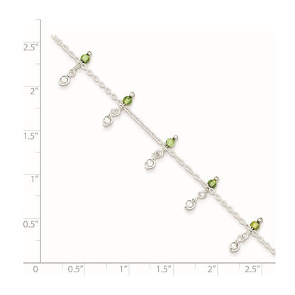 Sterlingsilber Peridot Perlen Fußkettchen