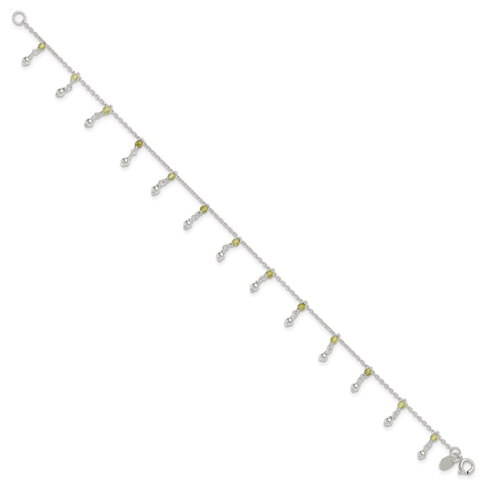 Sterlingsilber Peridot Perlen Fußkettchen