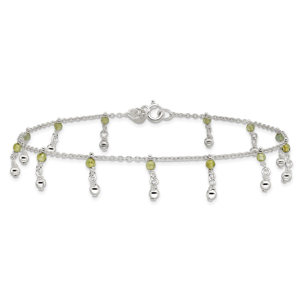 Sterlingsilber Peridot Perlen Fußkettchen