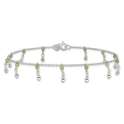 Sterlingsilber Peridot Perlen Fußkettchen