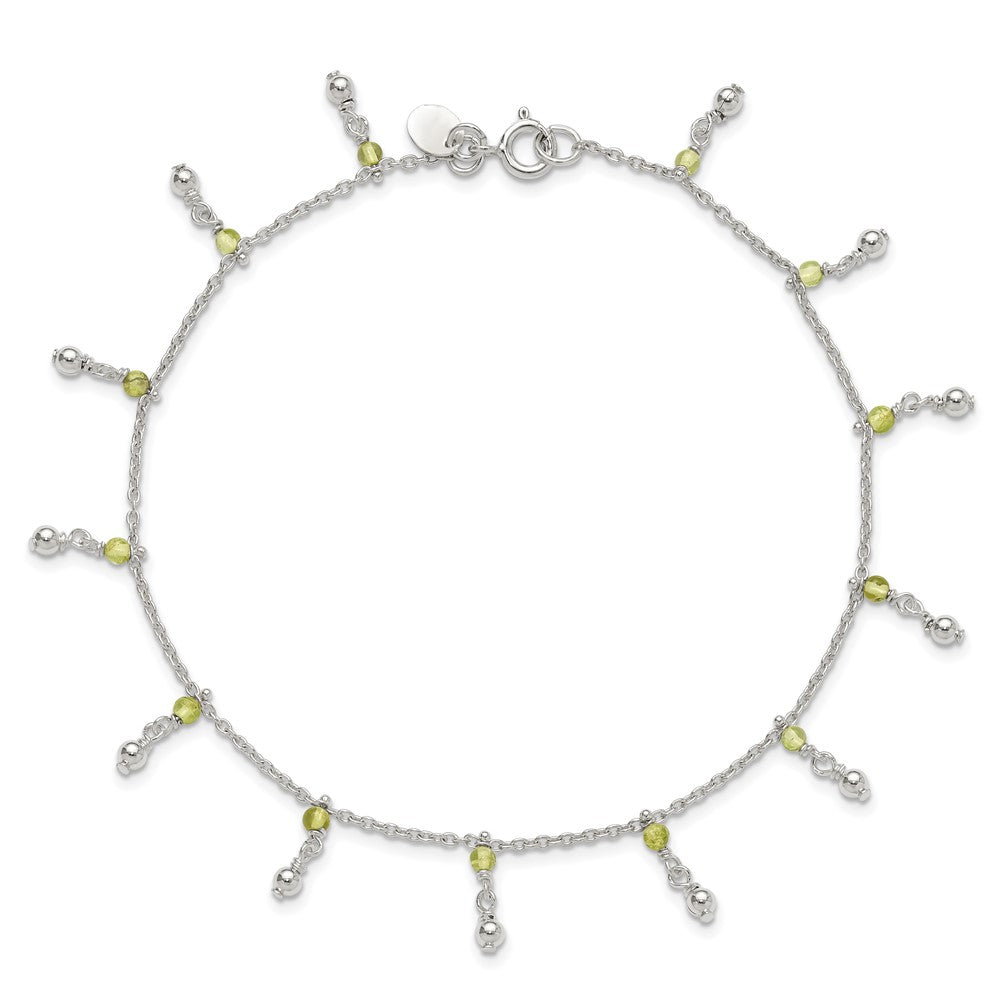 Sterlingsilber Peridot Perlen Fußkettchen