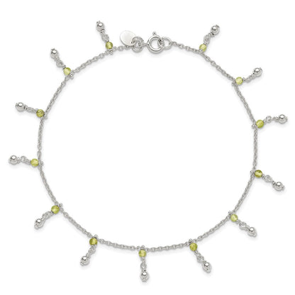 Sterlingsilber Peridot Perlen Fußkettchen
