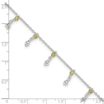 Sterlingsilber Peridot Perlen Fußkettchen