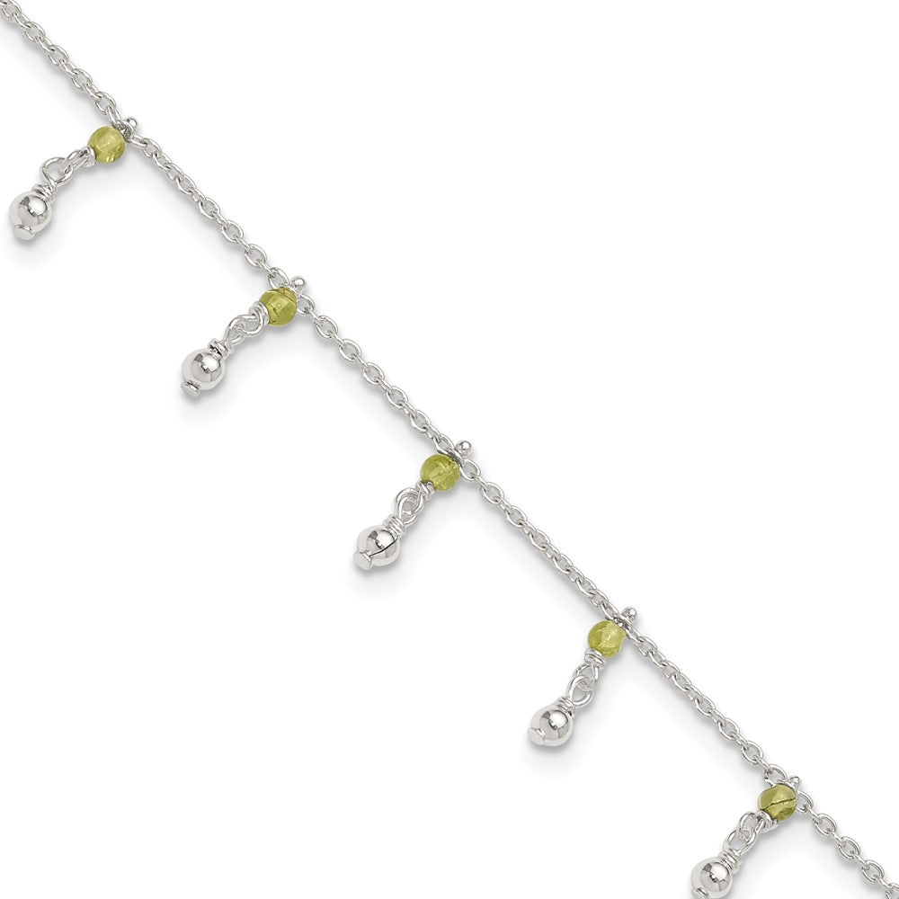 Sterlingsilber Peridot Perlen Fußkettchen