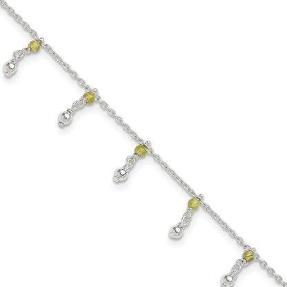 Sterlingsilber Peridot Perlen Fußkettchen