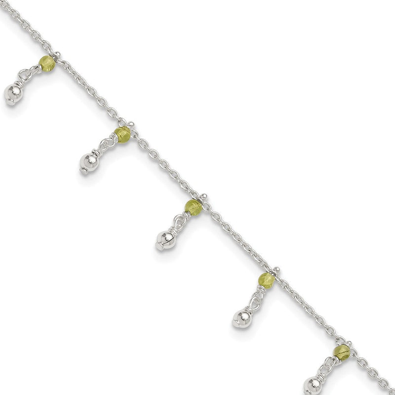 Sterlingsilber Peridot Perlen Fußkettchen