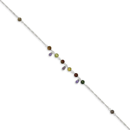 9 Zoll Sterlingsilber Fantasie Jasper Fußkettchen Armband