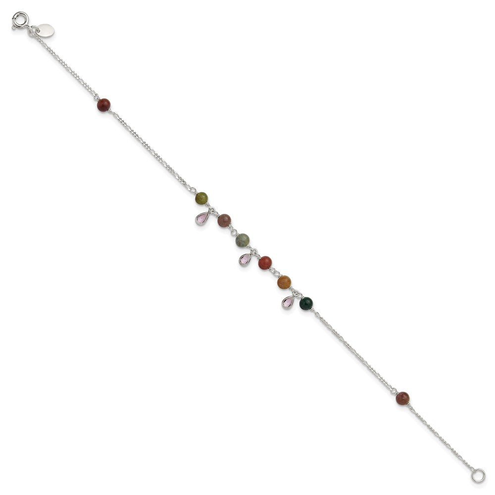 9 Zoll Sterlingsilber Fantasie Jasper Fußkettchen Armband