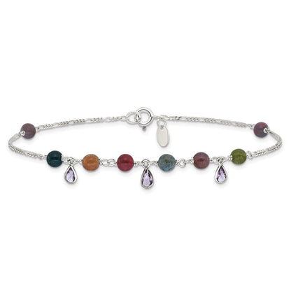 9 Zoll Sterlingsilber Fantasie Jasper Fußkettchen Armband