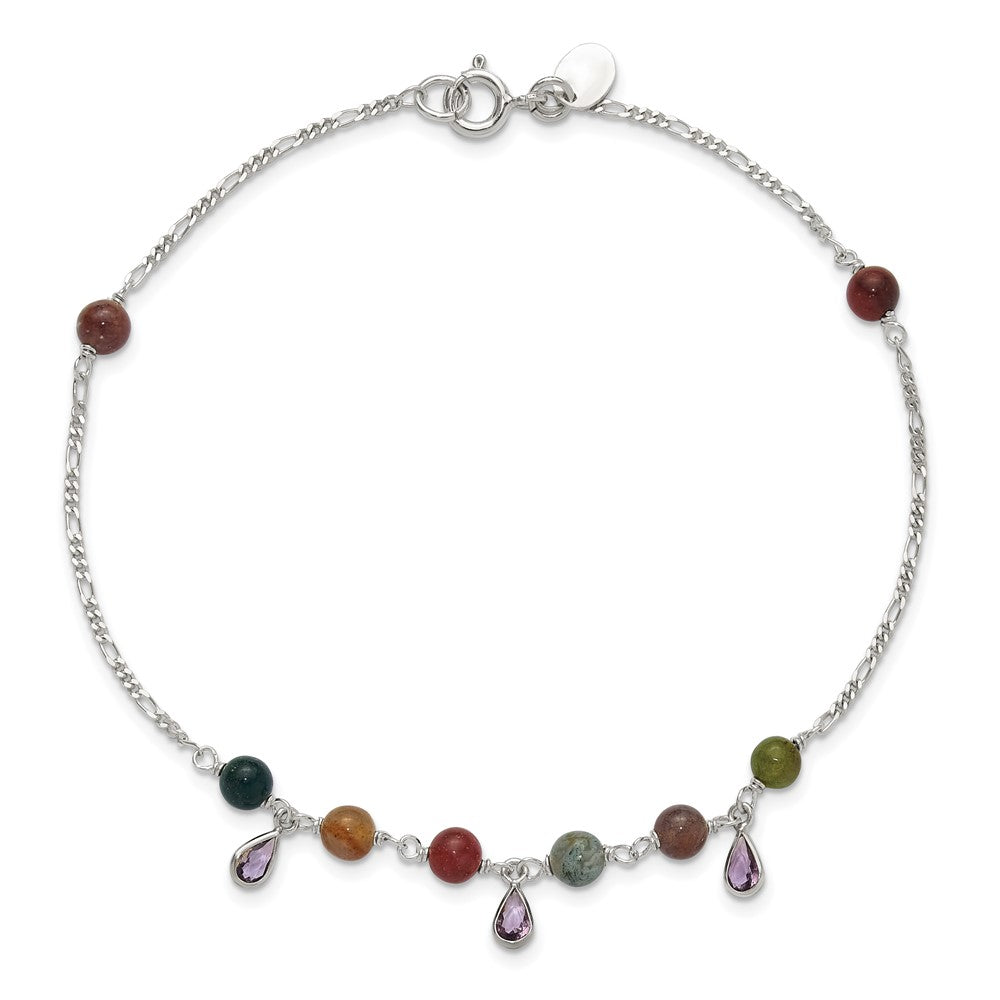 9 Zoll Sterlingsilber Fantasie Jasper Fußkettchen Armband