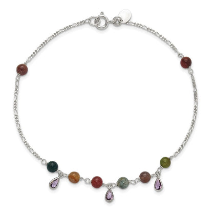 9 Zoll Sterlingsilber Fantasie Jasper Fußkettchen Armband