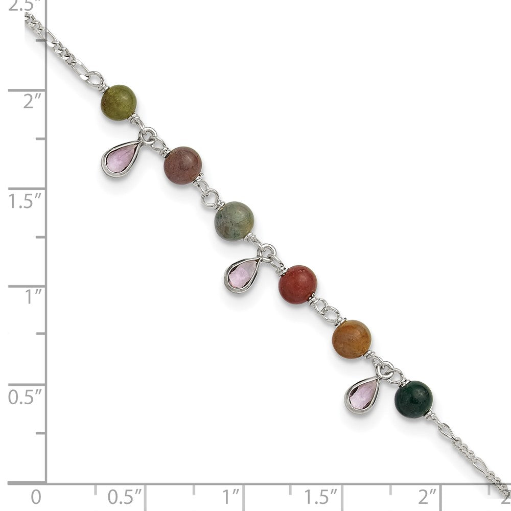 9 Zoll Sterlingsilber Fantasie Jasper Fußkettchen Armband