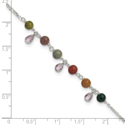 9 Zoll Sterlingsilber Fantasie Jasper Fußkettchen Armband