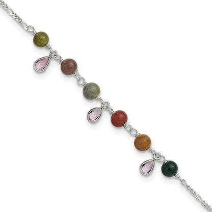9 Zoll Sterlingsilber Fantasie Jasper Fußkettchen Armband