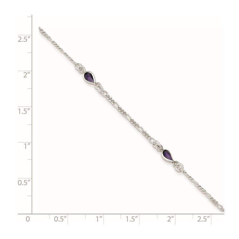Sterlingsilber Lila Glas Fußkettchen