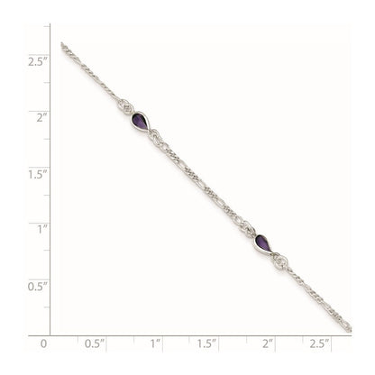 Sterlingsilber Lila Glas Fußkettchen