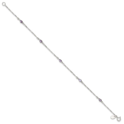Sterlingsilber Lila Glas Fußkettchen