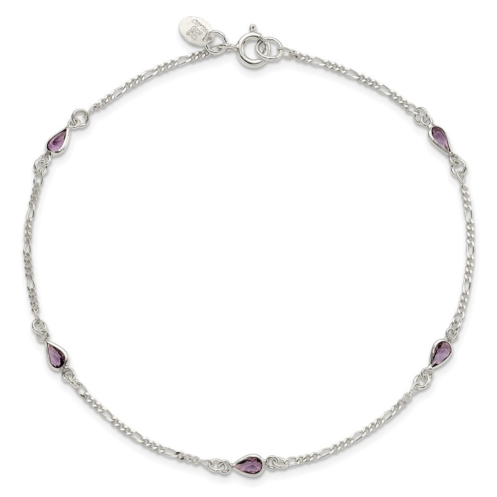 Sterlingsilber Lila Glas Fußkettchen