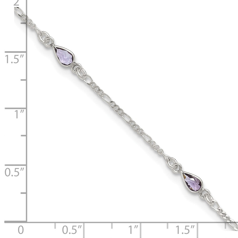 Sterlingsilber Lila Glas Fußkettchen