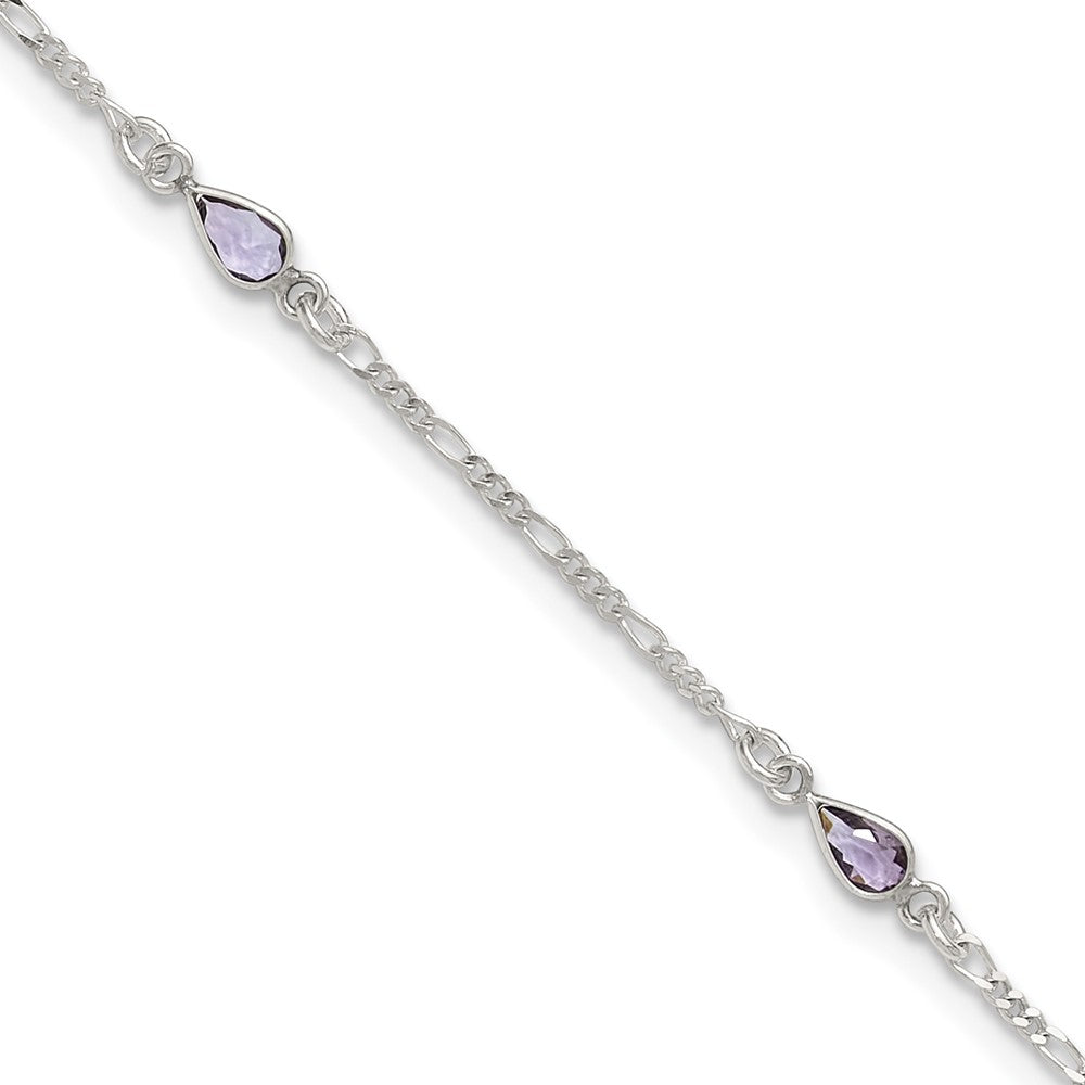 Sterlingsilber Lila Glas Fußkettchen