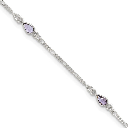 Sterlingsilber Lila Glas Fußkettchen