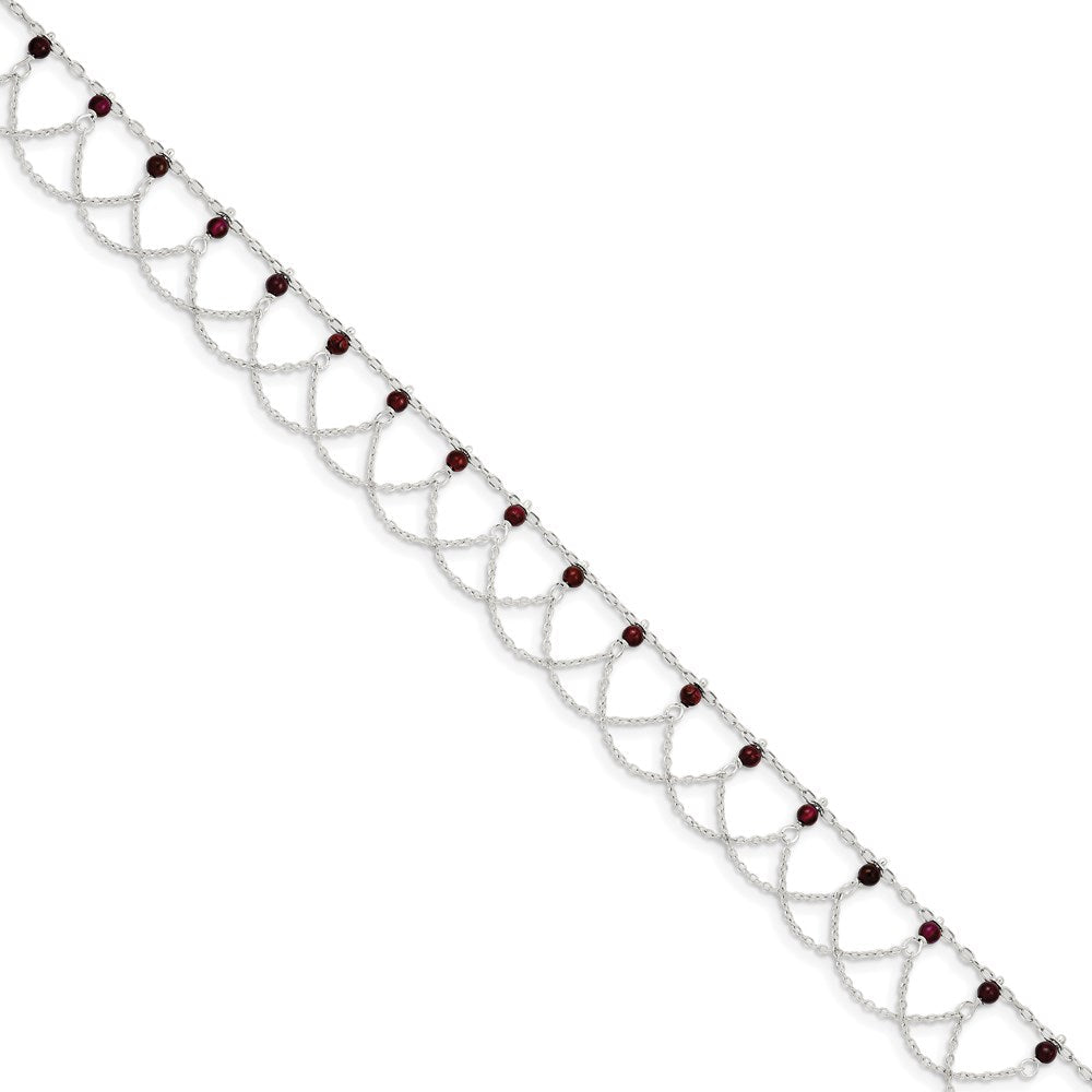 Sterlingsilber Rhodolith Granat Fußkettchen