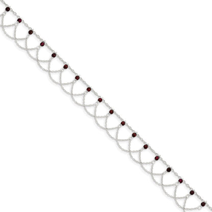 Sterlingsilber Rhodolith Granat Fußkettchen