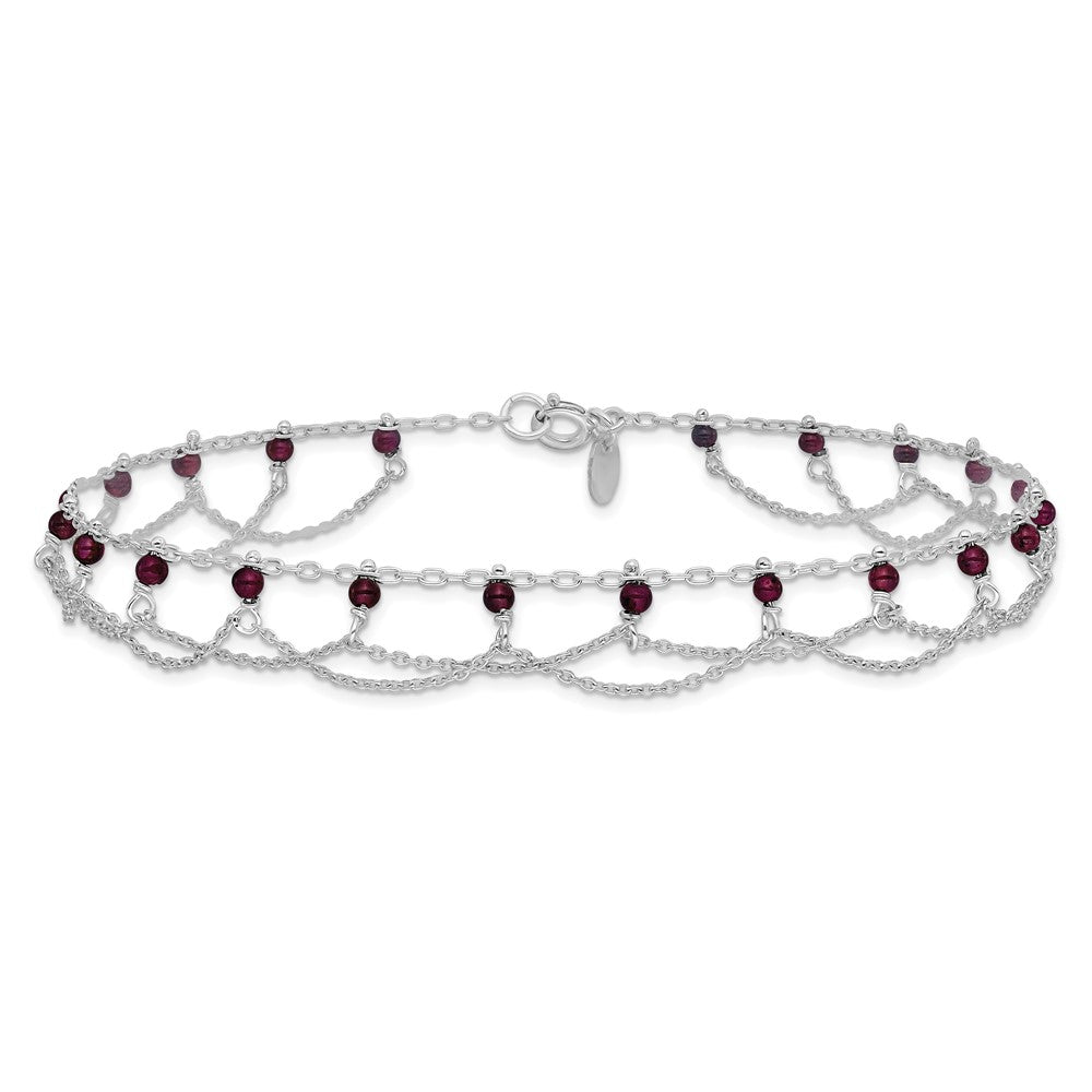Sterlingsilber Rhodolith Granat Fußkettchen