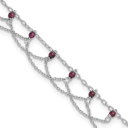 Sterlingsilber Rhodolith Granat Fußkettchen