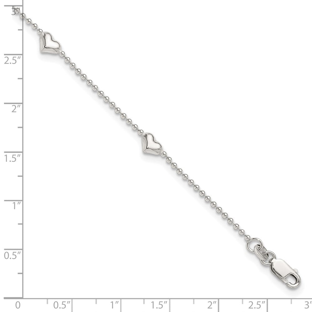 Sterlingsilber Dangling Herz 9 Zoll Plus 1 Zoll Verlängerung Fußkettchen