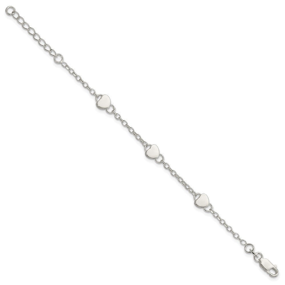 Sterlingsilber Herz Childs 5 Zoll Plus 1 Verlängerung. Armband