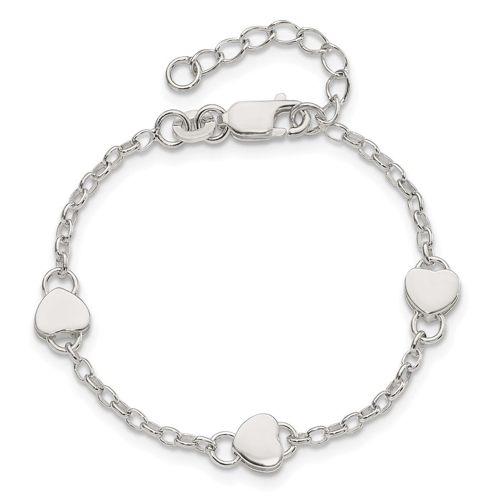 Sterlingsilber Herz Childs 5 Zoll Plus 1 Verlängerung. Armband