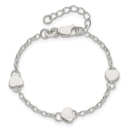 Sterlingsilber Herz Childs 5 Zoll Plus 1 Verlängerung. Armband