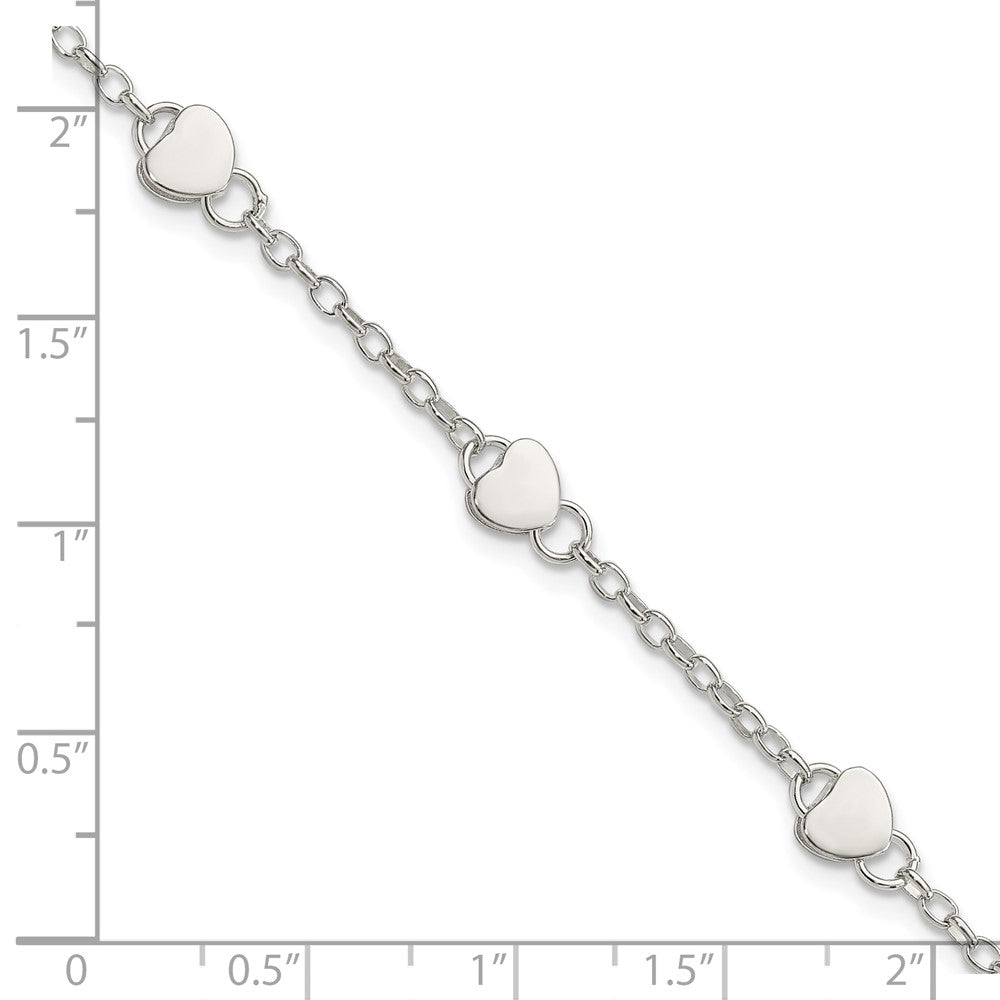 Sterlingsilber Herz Childs 5 Zoll Plus 1 Verlängerung. Armband