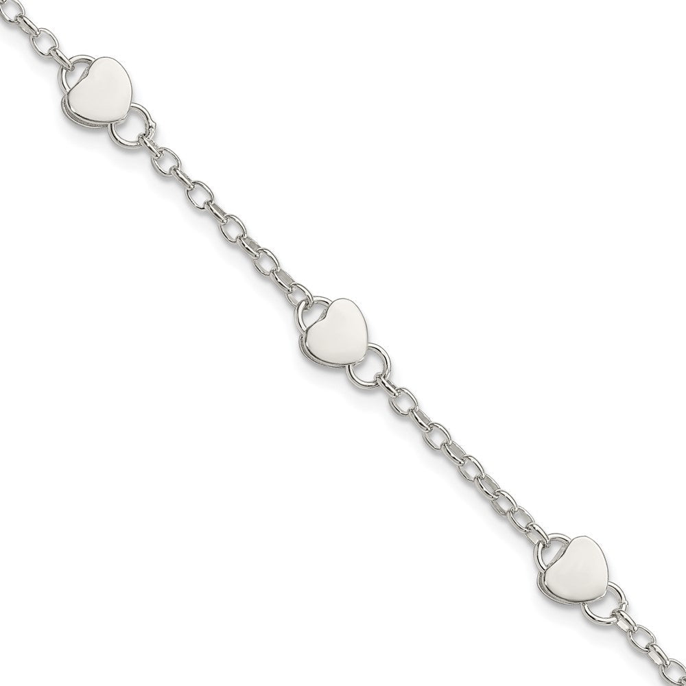 Sterlingsilber Herz Childs 5 Zoll Plus 1 Verlängerung. Armband