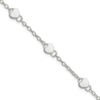 Sterlingsilber Herz Childs 5 Zoll Plus 1 Verlängerung. Armband