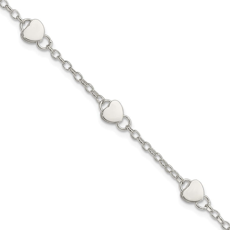 Sterlingsilber Herz Childs 5 Zoll Plus 1 Verlängerung. Armband