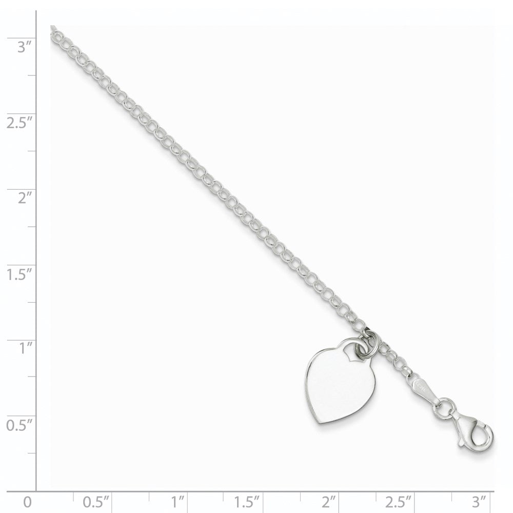6 Zoll Sterlingsilber Gravierbar Herz in Childs Armband