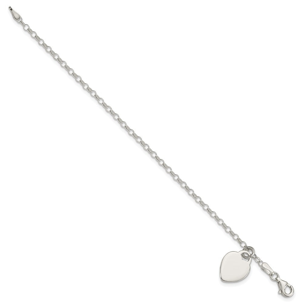 6 Zoll Sterlingsilber Gravierbar Herz in Childs Armband