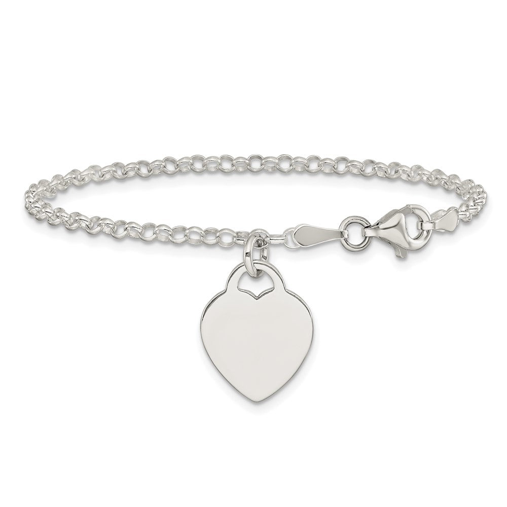 6 Zoll Sterlingsilber Gravierbar Herz in Childs Armband